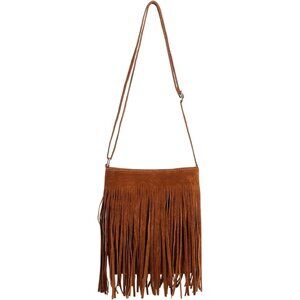 Women's Faux Suede Crossbody Bag Tassel Bucket Western Shoulder Purse